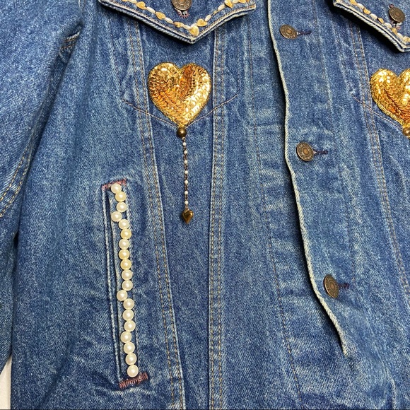 Vintage One of a Kind Pearl Embroidered 80s Levi's Denim Jean Jacket715060216 C1 - Picture 6 of 7